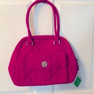 Vera Bradley turn lock satchel magenta